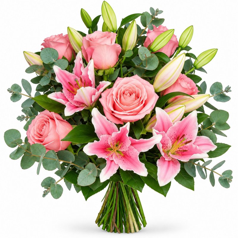 Rosa Lilien und Rosen