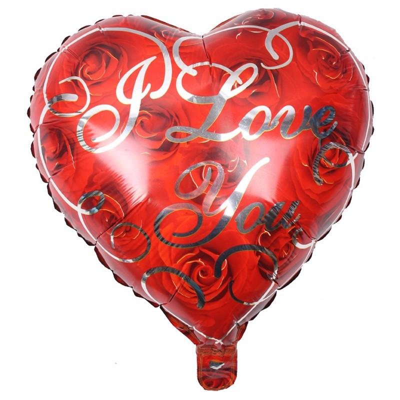 Fóliový balónek srdce I Love You červené růže