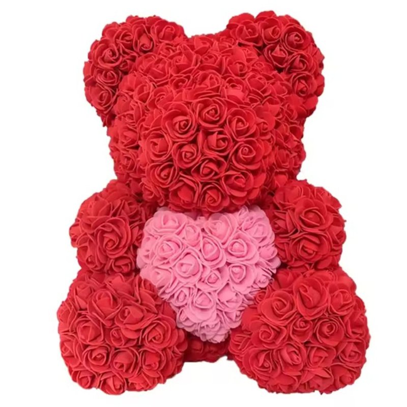Medvídek z růží (srdíčko) 25cm